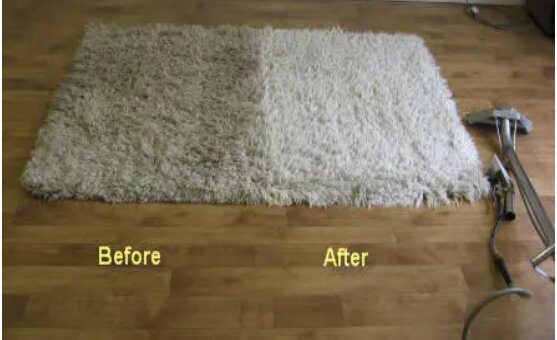 Professional cleaning machine cleaning a patterned residential area rug