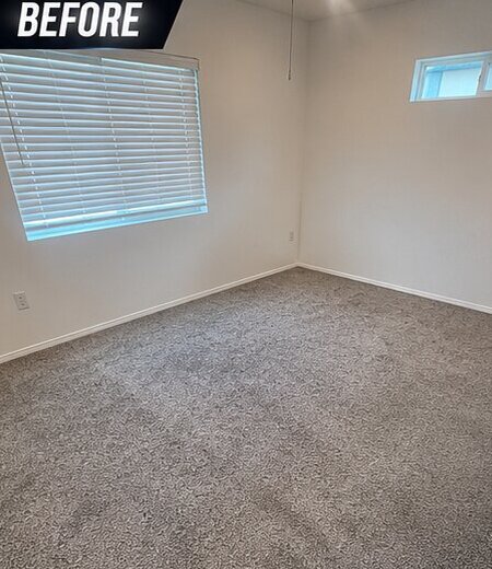 Before: apartment bedroom carpet before and after hot water extraction