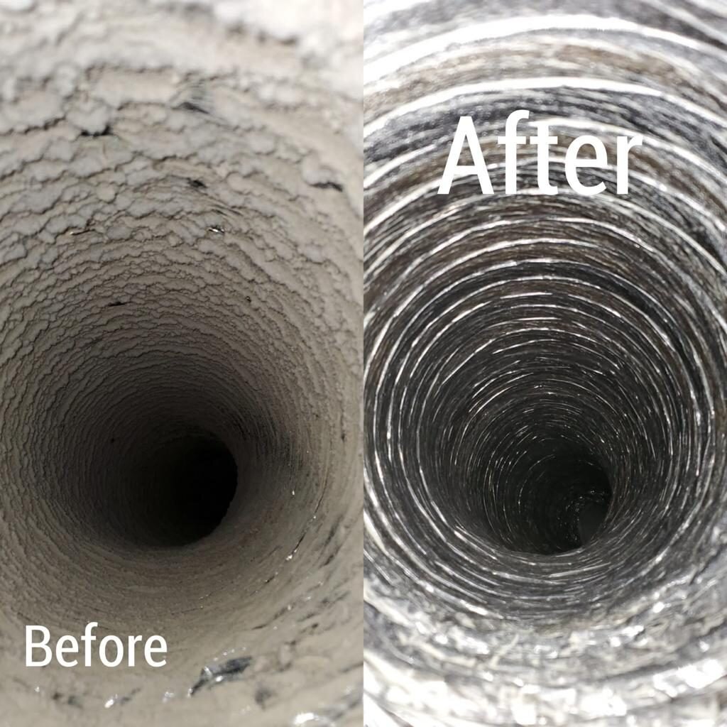 Dryer vent cleaning before and after