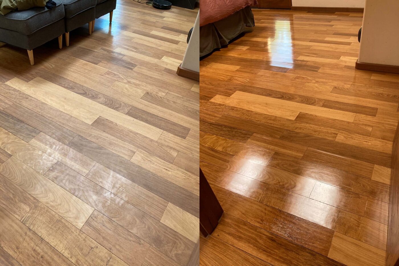 Professional hardwood floor cleaning example