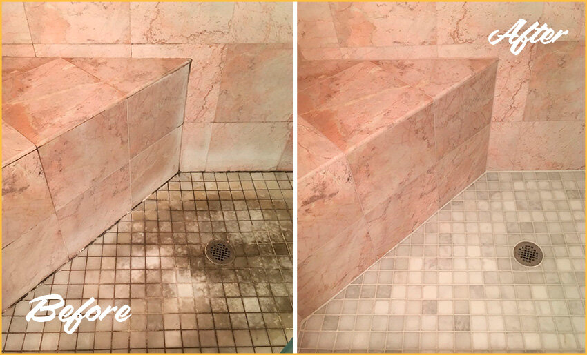 shower tile and grout cleaning example