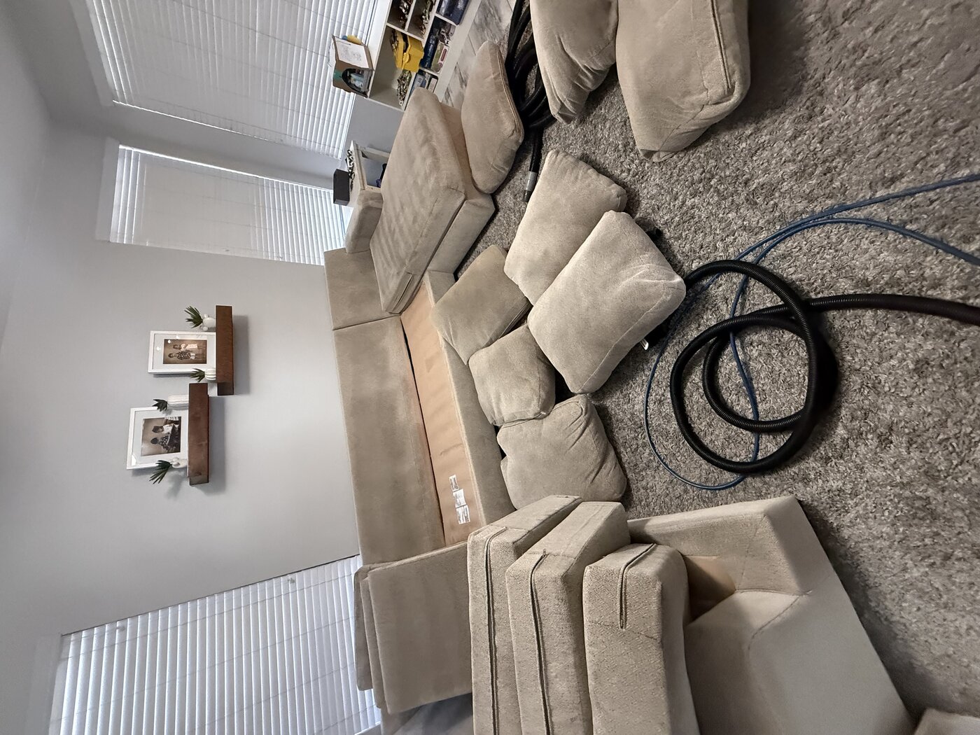 Professional upholstery cleaning on a sectional sofa